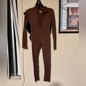 Brown Long Sleeve Jumpsuit